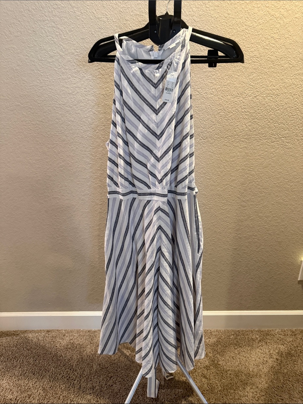 New York & Company NWT White and Navy Striped Midi Dress. Size XL